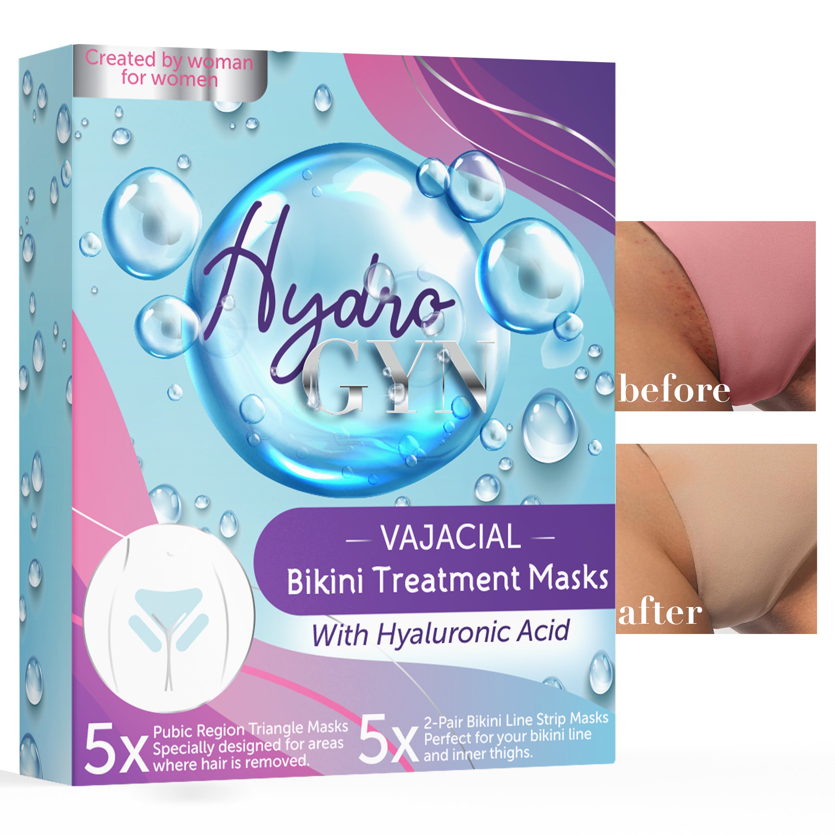 Bikini Area Soothing Vajacial Mask | Hydrating Treatment with Hyaluronic Acid & Aloe Vera | Gentle Care Hydrogel Mask for Bikini Line